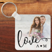 Liefde Elegant Script Koppel 2 Foto Sleutelhanger (Voorkant)