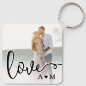 Liefde Elegant Script Koppel 2 Foto Sleutelhanger (Achterkant)