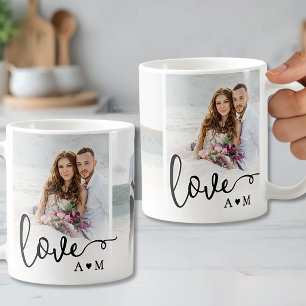 Liefde Elegant Script Koppel 3 Foto Koffiemok
