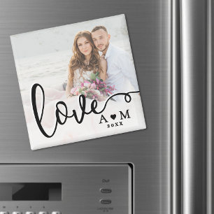 Liefde Elegant Script Koppel Foto Magneet