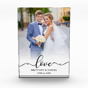 Liefde Elegant Zwart Schrift Bruid Bruidegom Trouw Fotoblokken