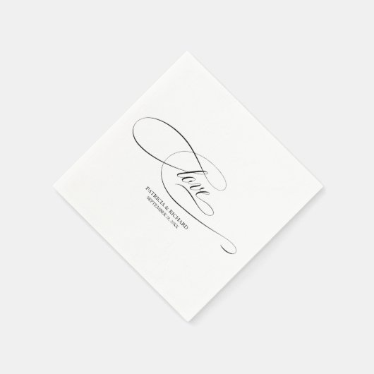 Liefde - Elegant zwart script bruiloft minimalist Servet (Hoek)