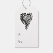 Liefde - Elegant zwart-wit hart Cadeaulabel (Voorkant)