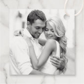 Liefde Elegante Aqua Kalligrafie Bruiloft Monogram Bedankjes Labels (Achterkant)