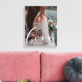 Liefde elegante calligrafie trouwfoto canvas afdruk (Insitu (Woonkamer))