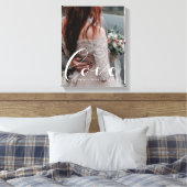 Liefde elegante calligrafie trouwfoto canvas afdruk (Insitu (Slaapkamer))
