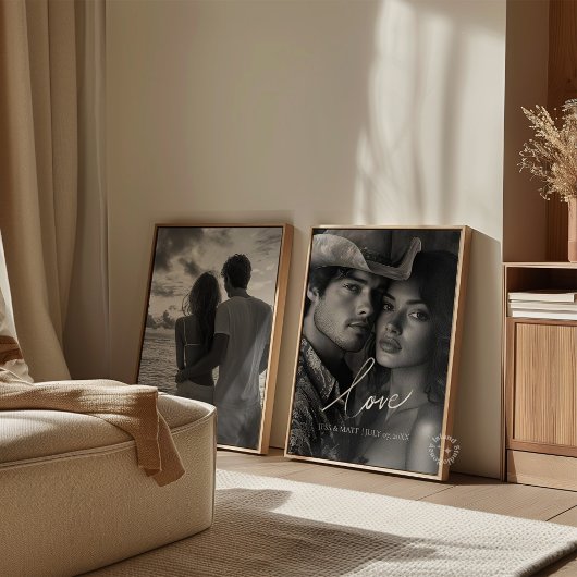 Liefde elegante kalligrafie bruiloft foto canvas