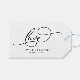 Liefde - Elegante kalligrafie huwelijksgeschenklab Cadeaulabel