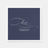 Liefde - Elegante Navy Blue Bruiloft Servet (Voorkant)