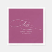 Liefde - Elegante roze cassis bruiloft Servet (Voorkant)