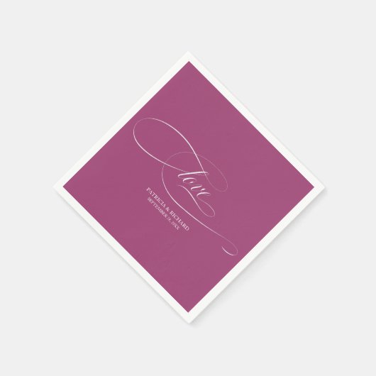 Liefde - Elegante roze cassis bruiloft Servet (Hoek)