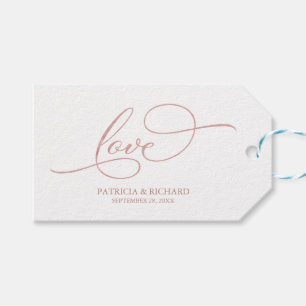 Liefde - Elegante roze gouden huwelijksgeschenkkaa Cadeaulabel
