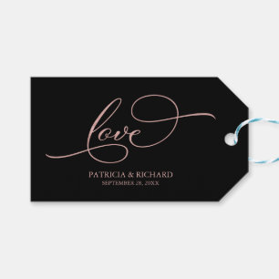 Liefde - Elegante roze gouden huwelijksgunstlabels Cadeaulabel