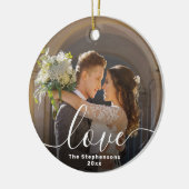 Liefde Elegante Script Overlay Dubbelzijdige foto Keramisch Ornament (Links)