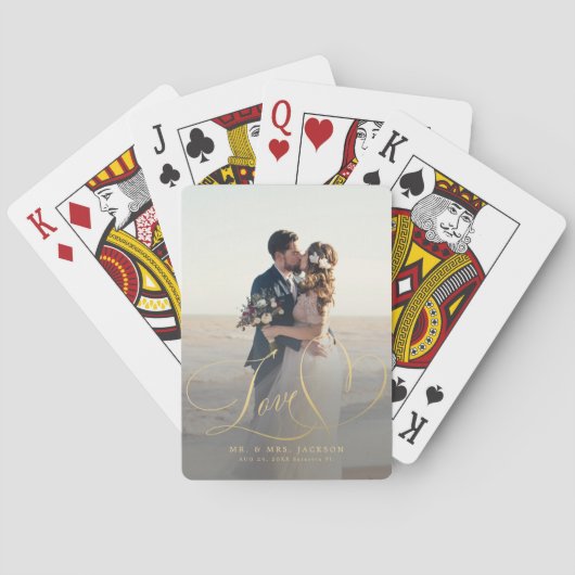 Liefde elegante trouwfoto pokerkaarten (Achterkant)