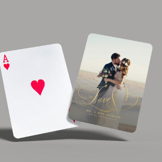 Liefde elegante trouwfoto pokerkaarten