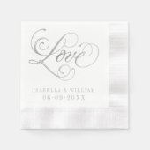 Liefde Elegante Zilveren Kalligrafie Bruiloft Mono Servet (Voorkant)