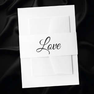 Liefde Elegante Zwart Wit Minimalistische Huwelijk Uitnodigingen Wikkel