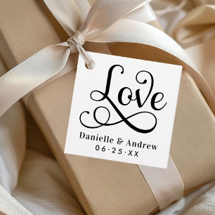 Liefde Elegante Zwarte Calligrafie Monogram Huweli Bedankjes Labels