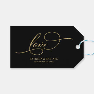 Liefde - Elegante zwarte huwelijksgeschenkkaartjes Cadeaulabel