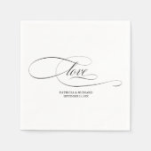Liefde - Elegante Zwarte Script Bruiloft Minimalis Servet (Voorkant)