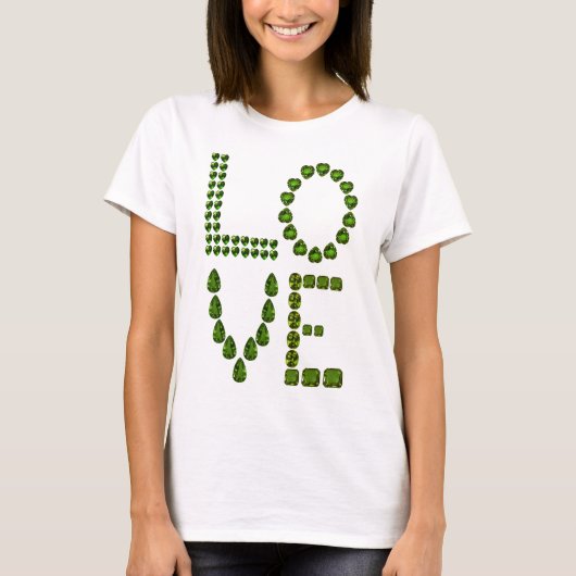 Liefde – Emerald Green Edelsteen Lettering T-shirt (Voorkant)