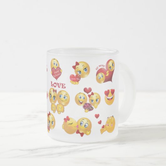 liefde emoji matglas koffiemok (Voorkant rechts)