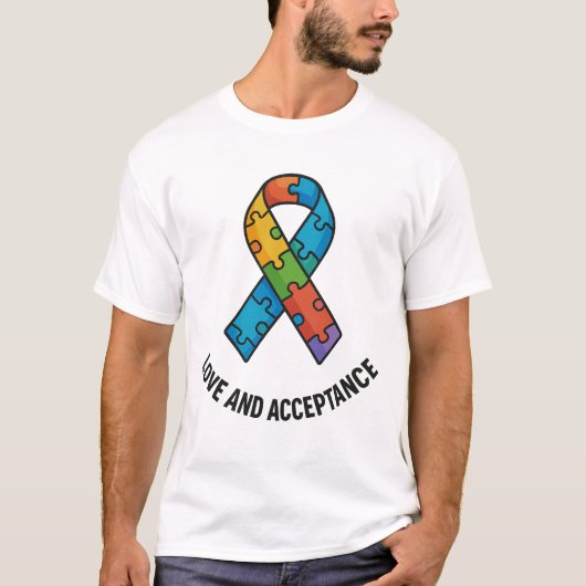 Liefde en acceptatie Autisme Ribbon Design T-shirt (Voorkant)