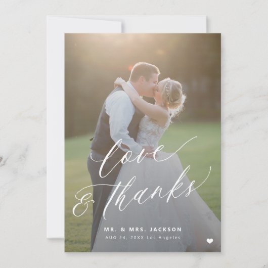 Liefde en bedankt 2 foto elegant script bruiloft (Voorkant)