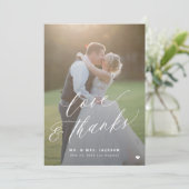 Liefde en bedankt 2 foto elegant script bruiloft (Staand voorkant)