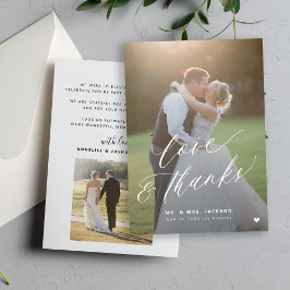 Liefde en bedankt 2 foto elegant script bruiloft