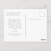 Liefde en Bedankt 3 Baby Foto Geboorte Aankondigin Briefkaart (Achterkant)