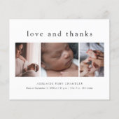 Liefde en Bedankt 3 Foto New Baby Hartelijk dank (Voorkant)