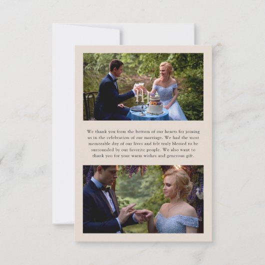 Liefde en bedankt 3x Trouwfoto Elegant (Achterkant)