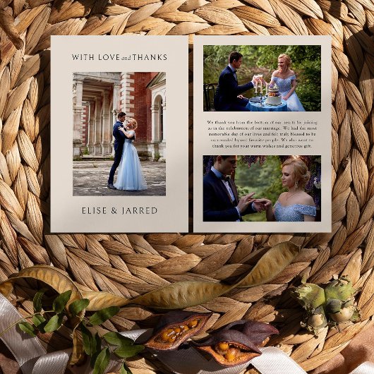 Liefde en bedankt 3x Trouwfoto Elegant