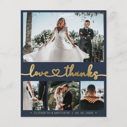 Liefde en Bedankt 4 Foto Collage Weddenschap Harte Flyer (Voorkant)