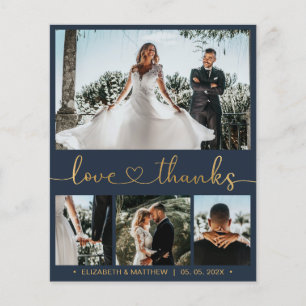 Liefde en Bedankt 4 Foto Collage Weddenschap Harte Flyer