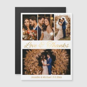 Liefde en bedankt 4 foto's collage trouwmagneet