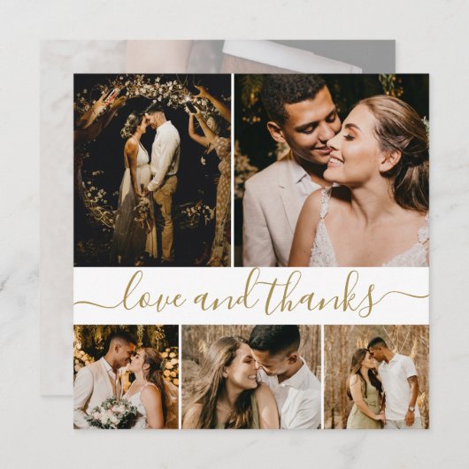 Liefde en Bedankt 5 Foto Collage Weddenschap Harte (Voorkant / Achterkant)