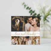 Liefde en Bedankt 5 Foto Collage Weddenschap Harte (Staand voorkant)