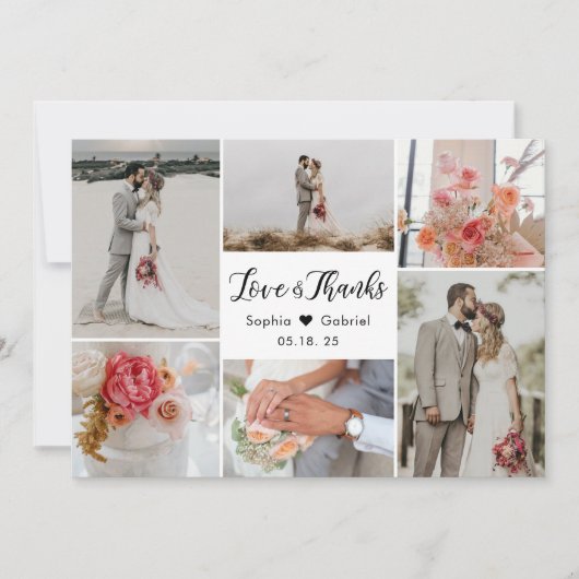 Liefde en Bedankt 6 Foto Collage Weddenschap Harte (Voorkant)
