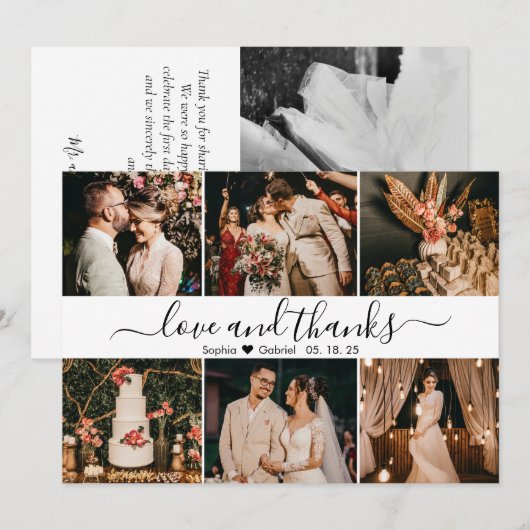 Liefde en Bedankt 6 Foto Collage Wedding (Voorkant / Achterkant)