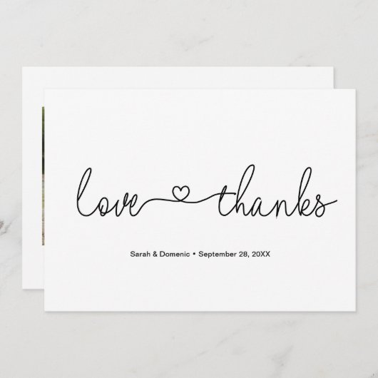 Liefde en Bedankt Aangepast script voor foto-bruil (Voorkant / Achterkant)