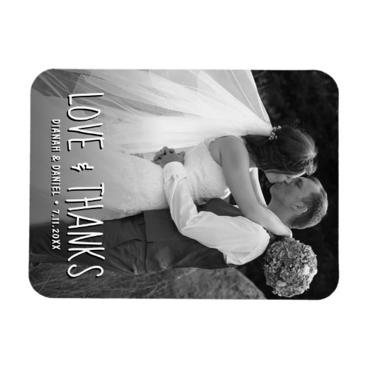 Liefde en Bedankt Aangepaste bruiloft Dank u Foto Magneet (Horizontaal)