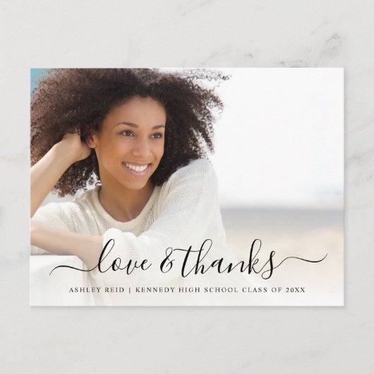 Liefde en Bedankt Afstuderen Foto Overlay Briefkaart (Voorkant)