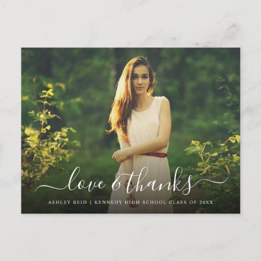 Liefde en Bedankt Afstuderen Foto Overlay Briefkaart (Voorkant)