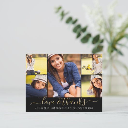 Liefde en Bedankt Afstuderen Fotocollage Briefkaart (Staand voorkant)