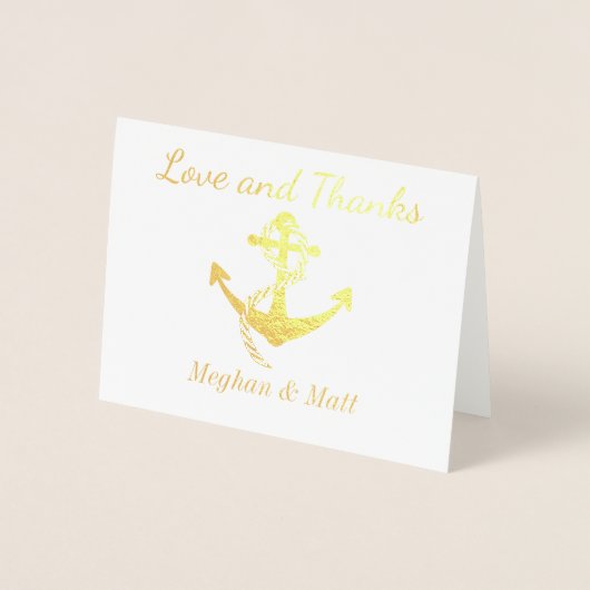 Liefde en Bedankt Anker Folie Kaart Wedding Dank U (Voorkant)