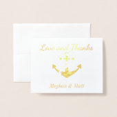 Liefde en Bedankt Anker Folie Kaart Wedding Dank U (Voorkant met envelop)