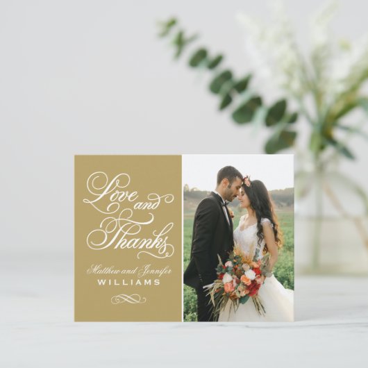 Liefde en Bedankt Antiek bruiloft Foto bedankt Briefkaart (Staand voorkant)